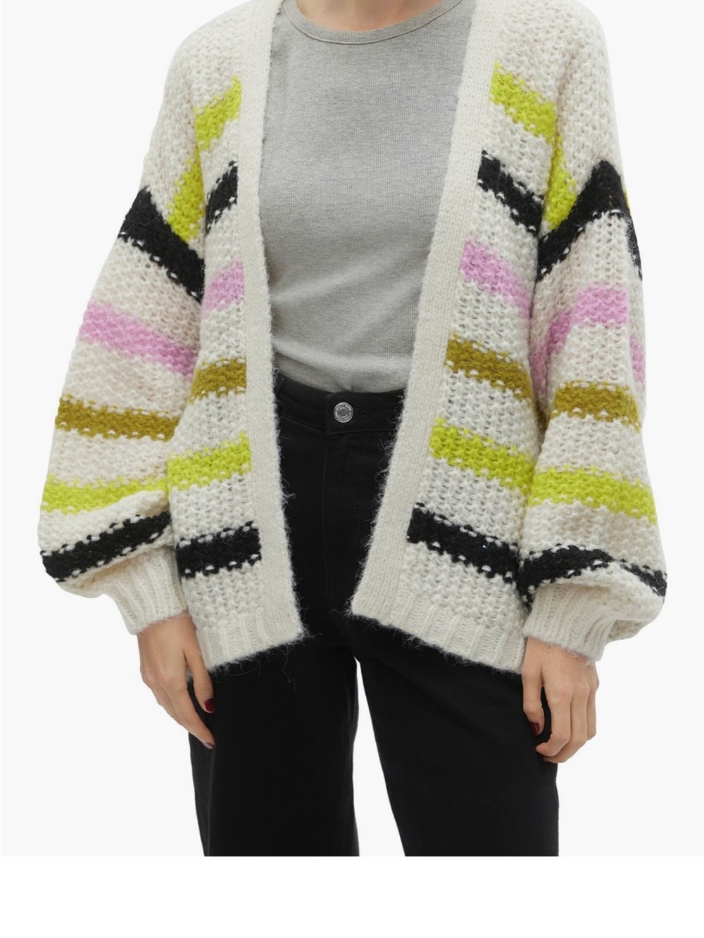 Vero Moda Striped Open Cardigan Sweater